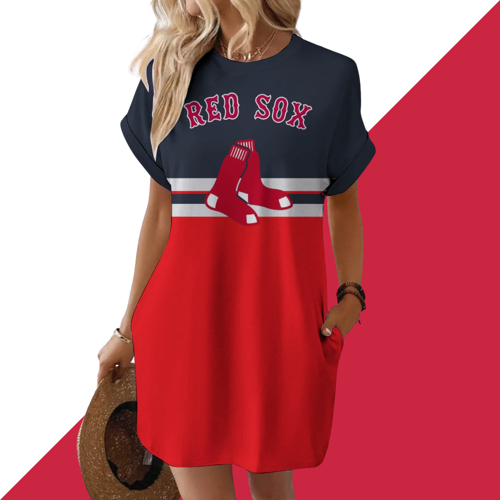 Boston Red Sox Hidden Pocket Short Sleeve Tee Dress - Baseswear