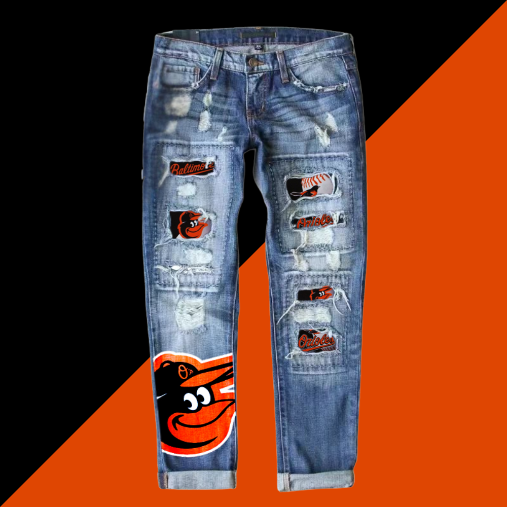 STRETCH RIPPED FRAYED RAW HEM DISTRESSED DENIM JEANS WITH HOLE - Baseswear
