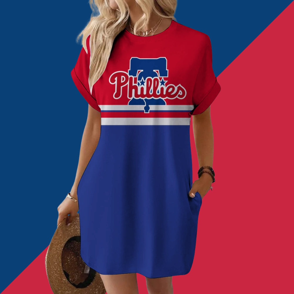 Phillies Hidden Pocket Short Sleeve Tee Dress - Baseswear