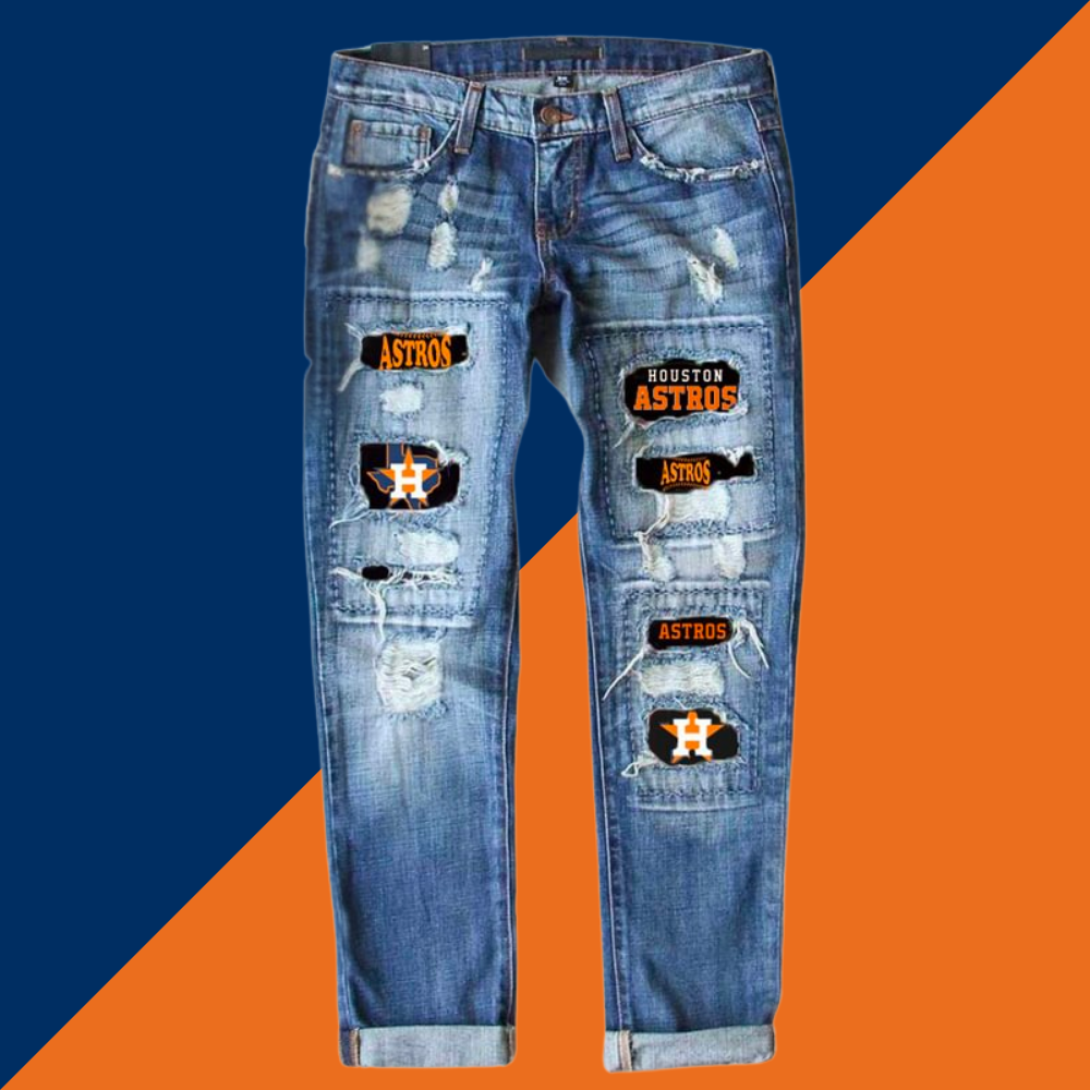 STRETCH RIPPED FRAYED RAW HEM DISTRESSED DENIM JEANS WITH HOLE - Baseswear