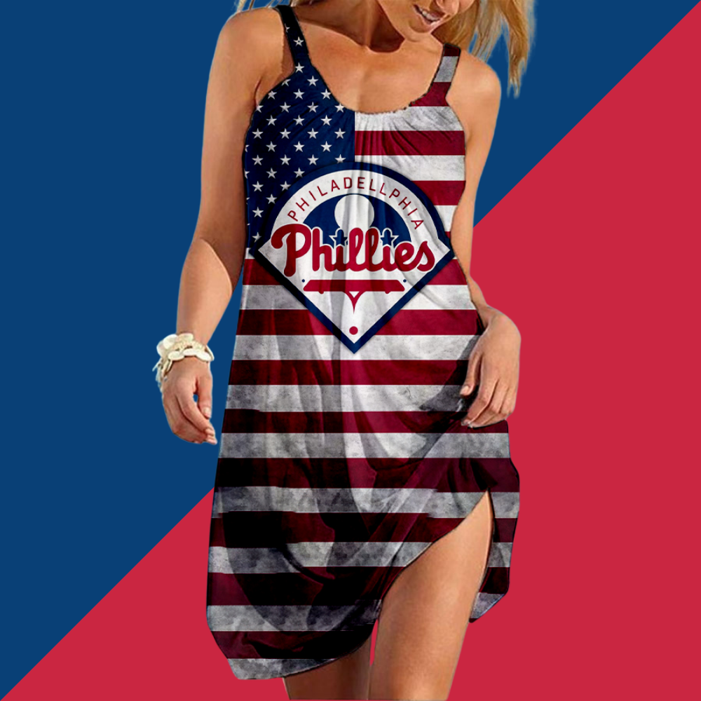 Phillies Round neck sleeveless printed dress - Baseswear