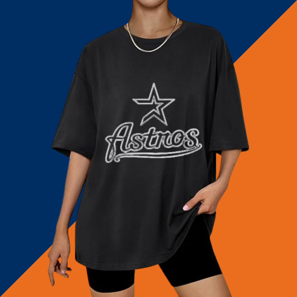 Casual Loose Fit Short Sleeve T-Shirt -  Houston Astros - Baseswear