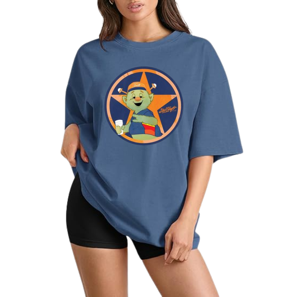 Casual Loose Fit Short Sleeve T-Shirt- Houston Astros - Baseswear