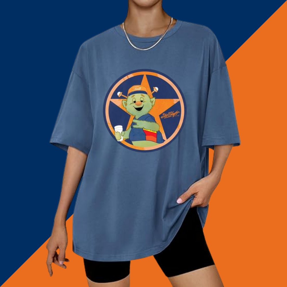 Casual Loose Fit Short Sleeve T-Shirt- Houston Astros - Baseswear