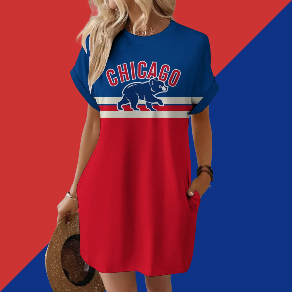 Nationals Hidden Pocket Short Sleeve Tee Dress - Baseswear