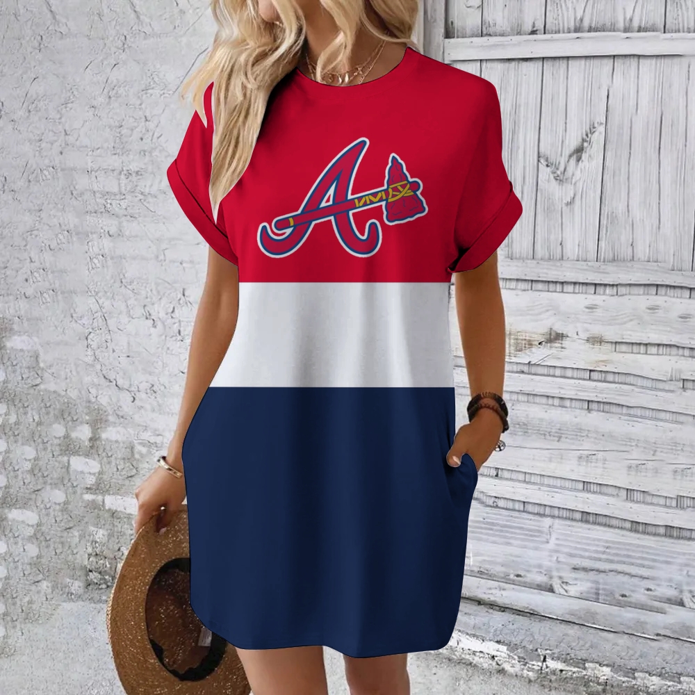 Braves Hidden Pocket Short Sleeve Tee Dress - Baseswear