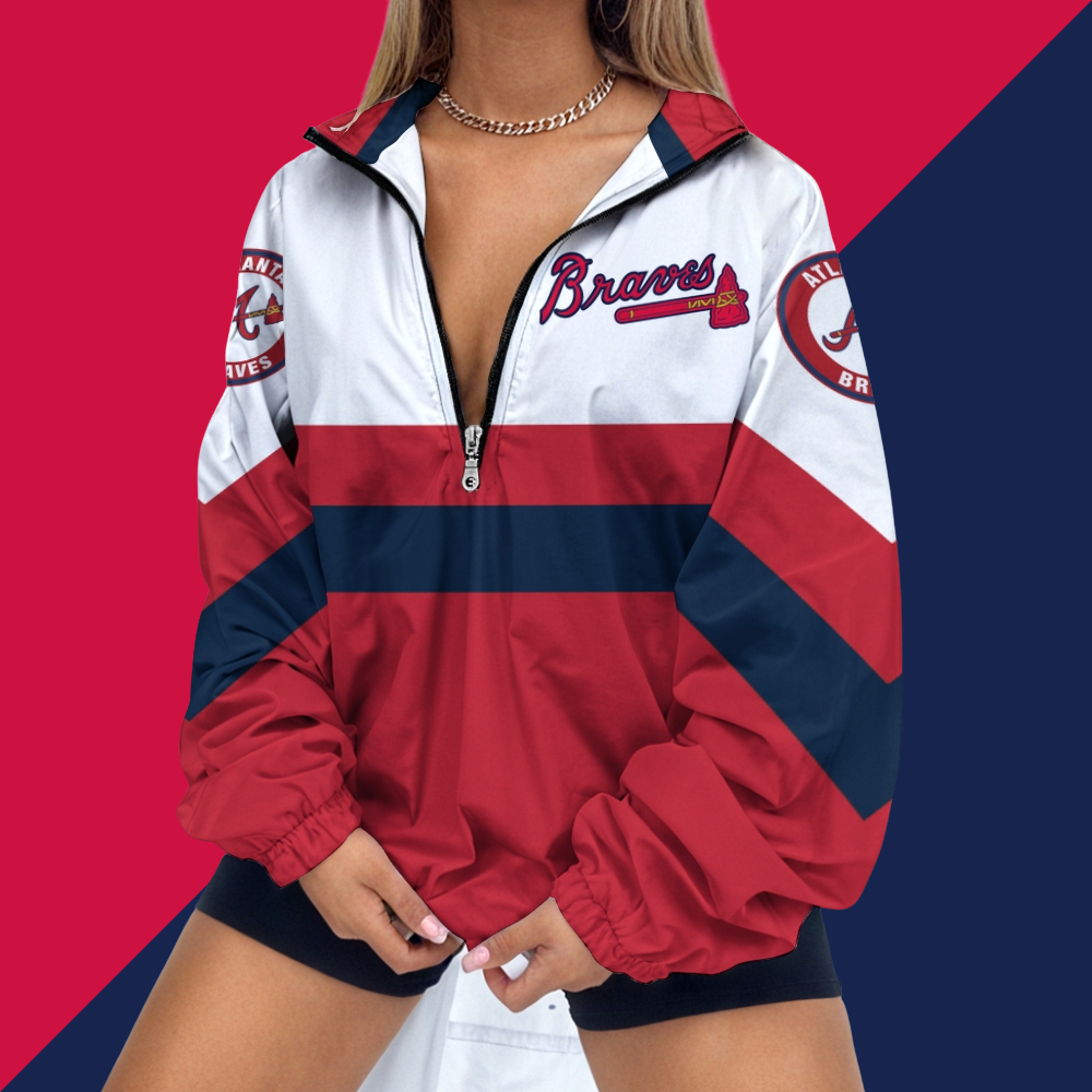 Women's Baseball Print V Neck Zipper Sweatshirt Jacket - Baseswear