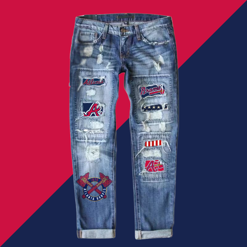 STRETCH RIPPED FRAYED RAW HEM DISTRESSED DENIM JEANS WITH HOLE - Baseswear