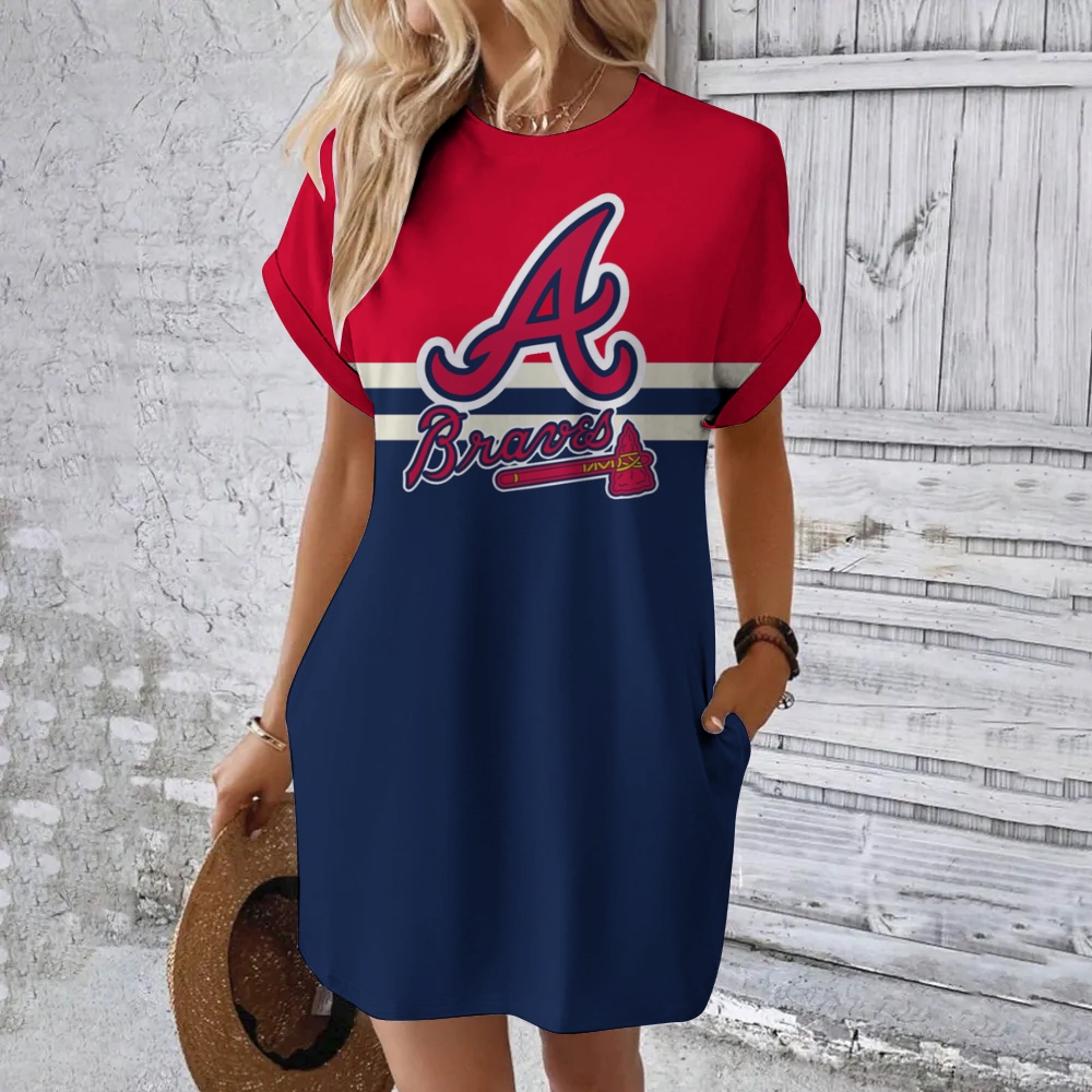 Braves Hidden Pocket Short Sleeve Tee Dress - Baseswear