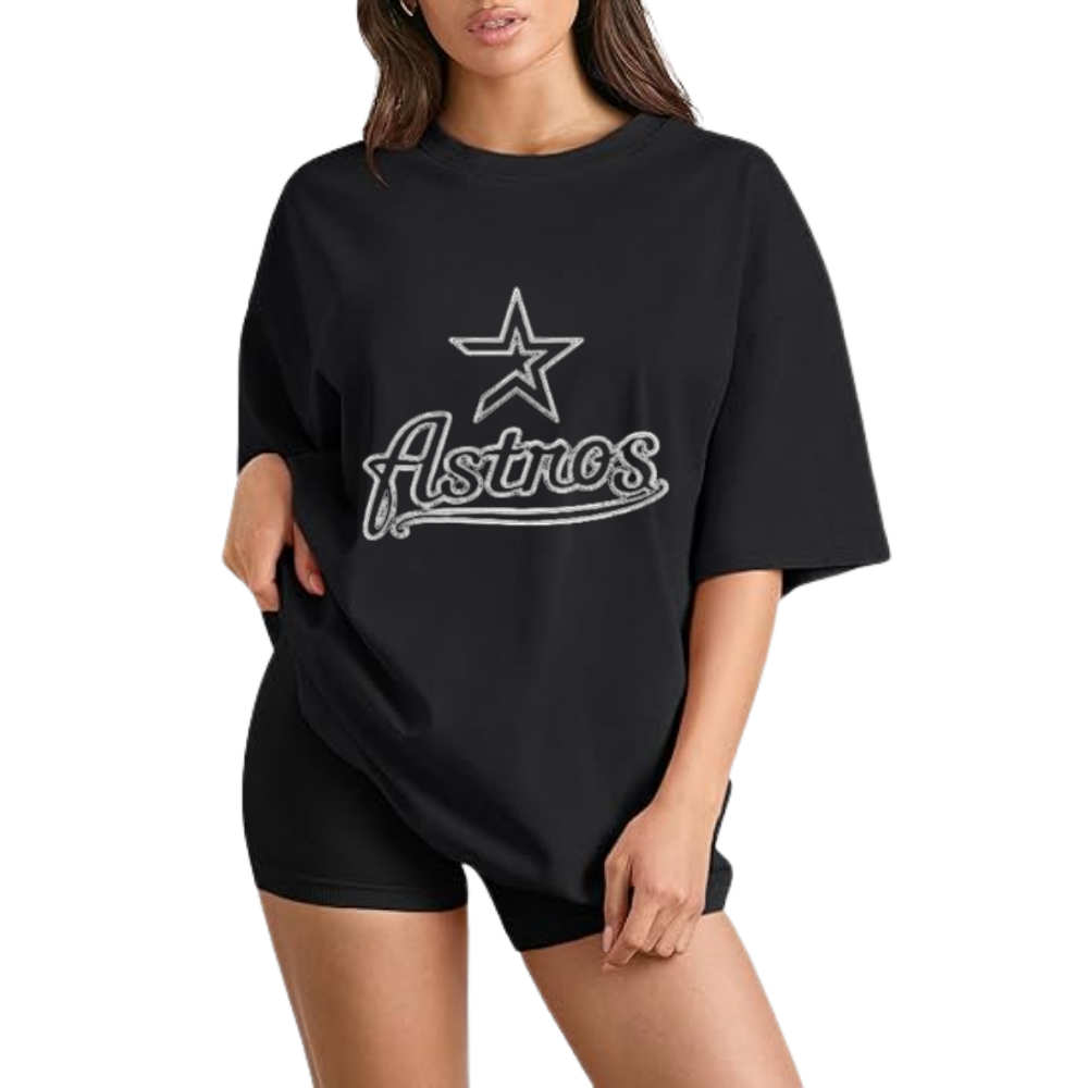 Casual Loose Fit Short Sleeve T-Shirt -  Houston Astros - Baseswear