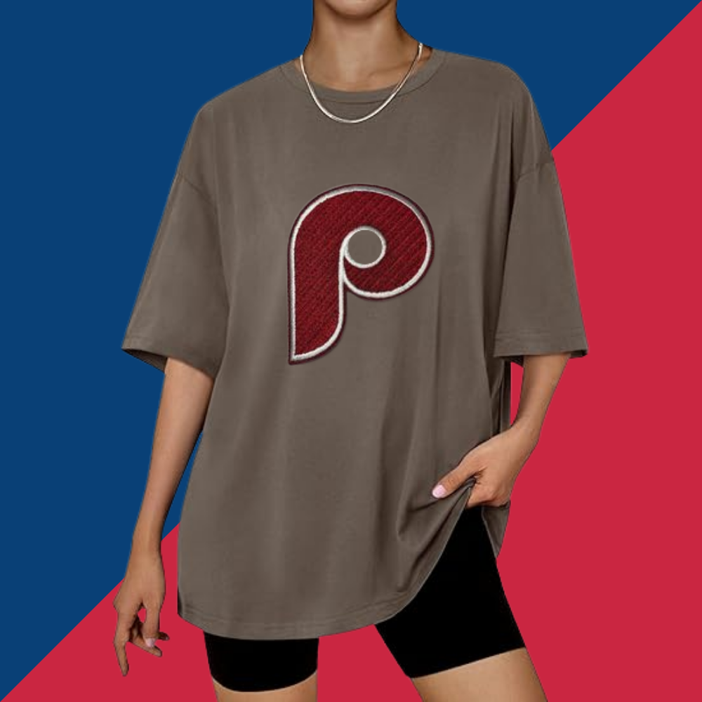 Casual Loose Fit Short Sleeve T-Shirt -	Philadelphia Phillies - Baseswear