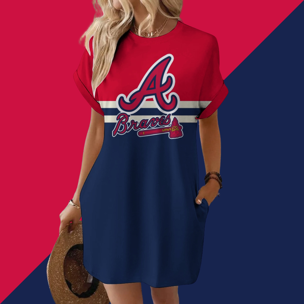 Braves Hidden Pocket Short Sleeve Tee Dress - Baseswear