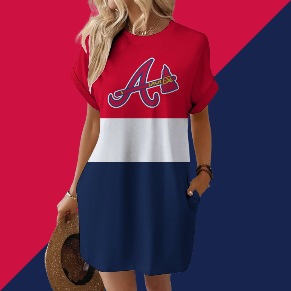 Braves Hidden Pocket Short Sleeve Tee Dress - Baseswear
