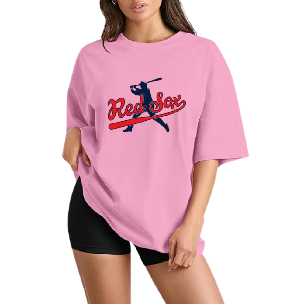 Casual Loose Fit Short Sleeve T-Shirt - Boston Red Sox - Baseswear
