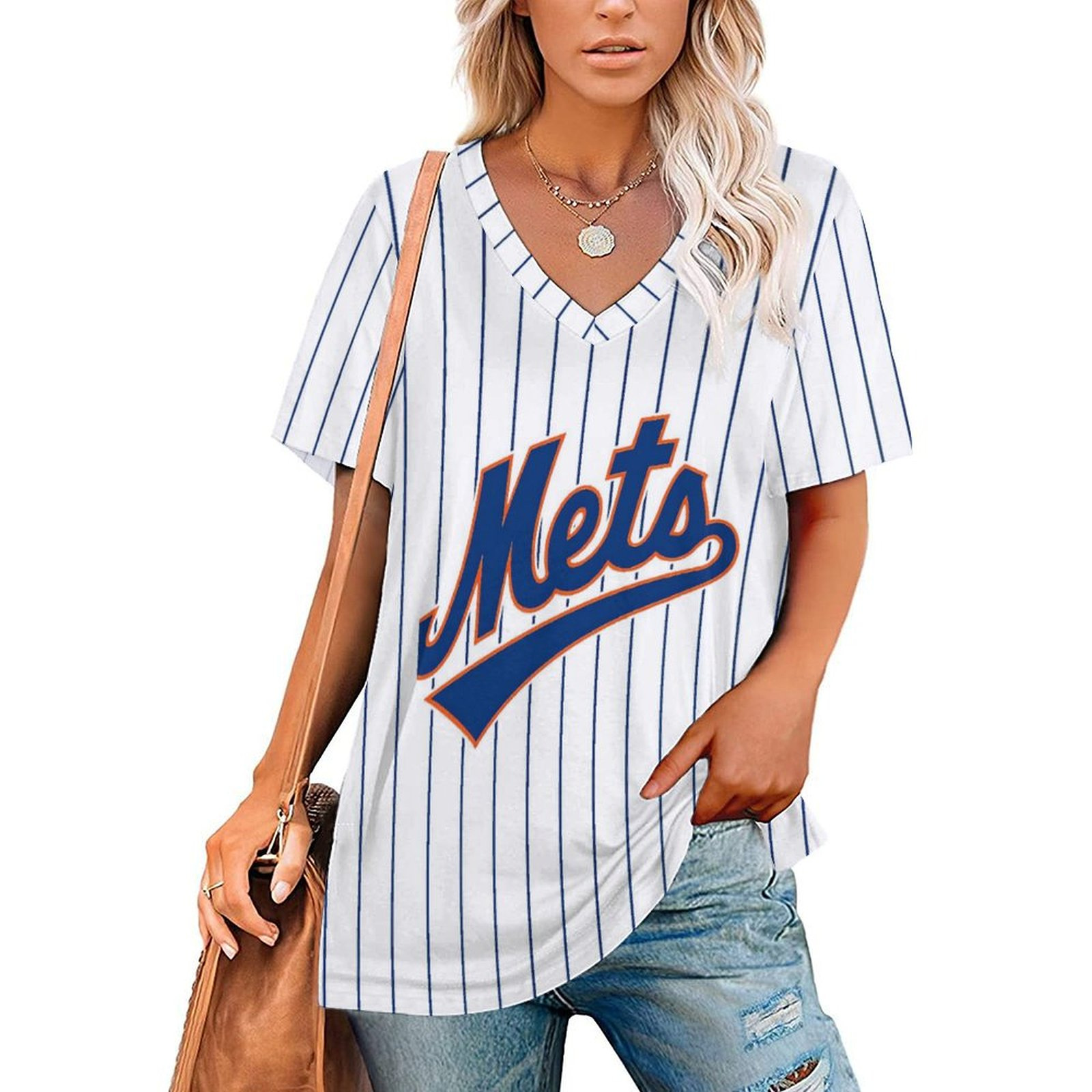 New Fashion Short Sleeve V-New York Mets - Baseswear