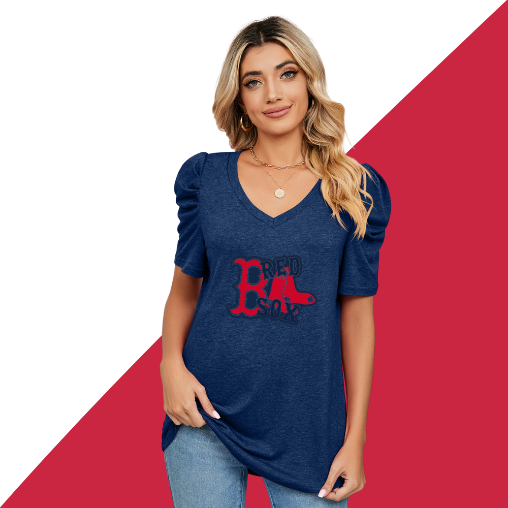 Solid color V-neck temperament short sleeve - Baseswear