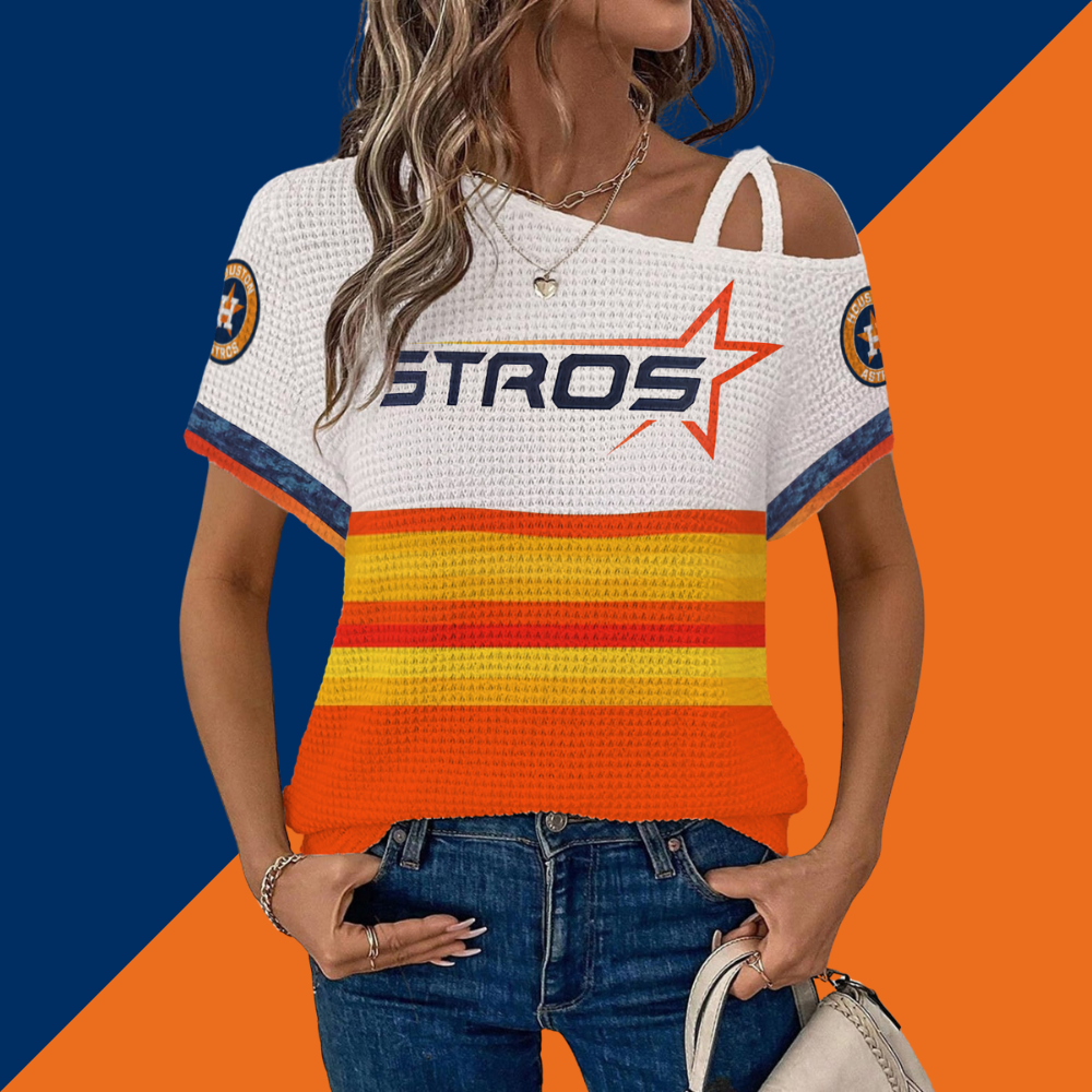 Astros Asymmetrical Neck Short Sleeve T-Shirt - Baseswear