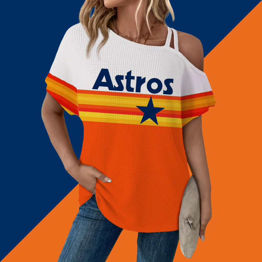 Astros Asymmetrical Neck Short Sleeve T-Shirt - Baseswear
