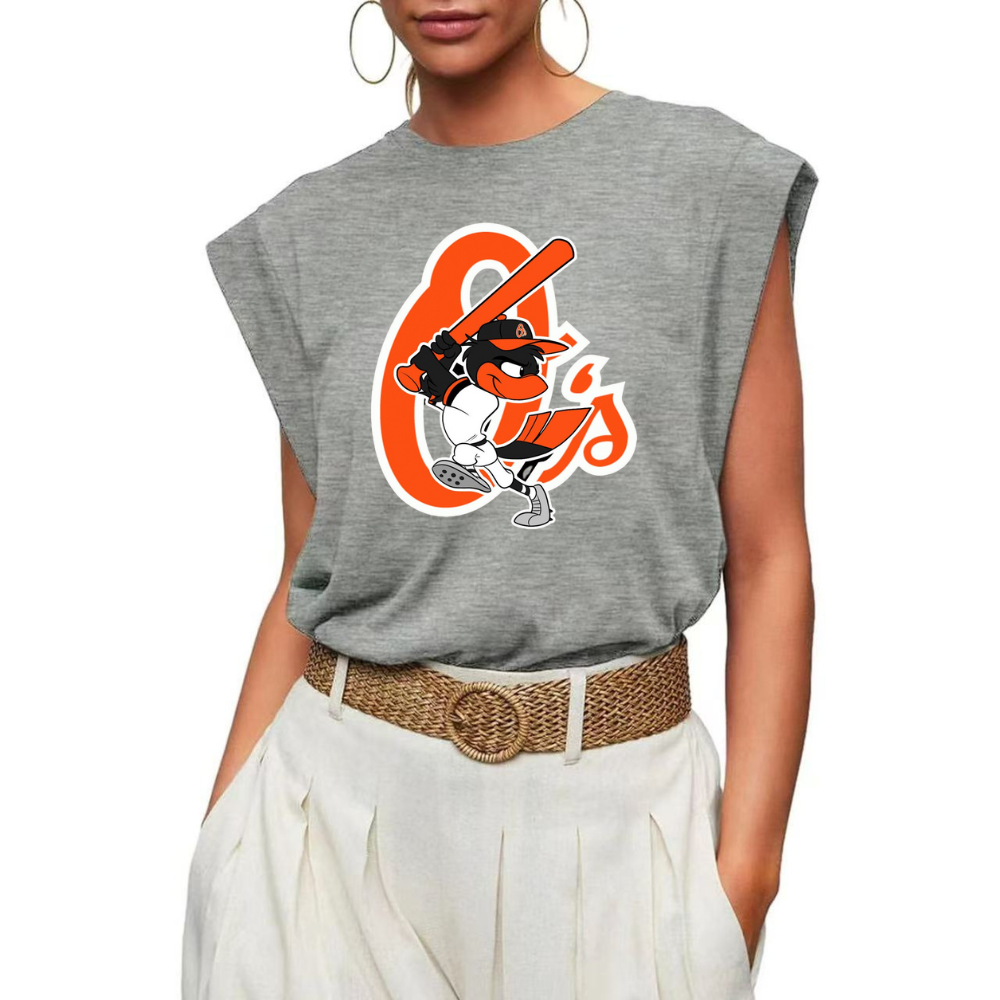 Casual Printed Sleeveless T-Shirt-Baltimore Orioles - Baseswear