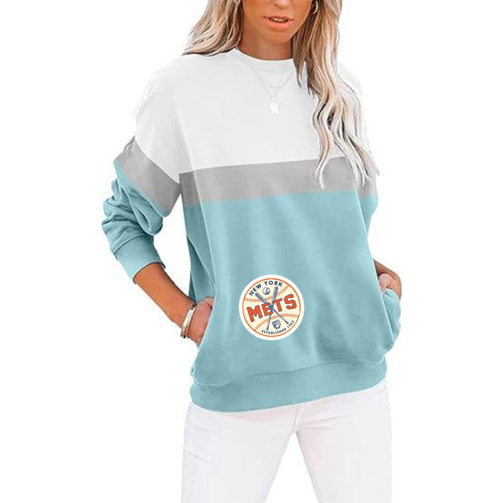 Colorblocked Casual Loose Long Sleeve Sweatshirt - Baseswear