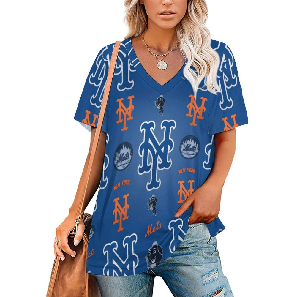 Summer loose ladies V-neck T-shirt - Baseswear