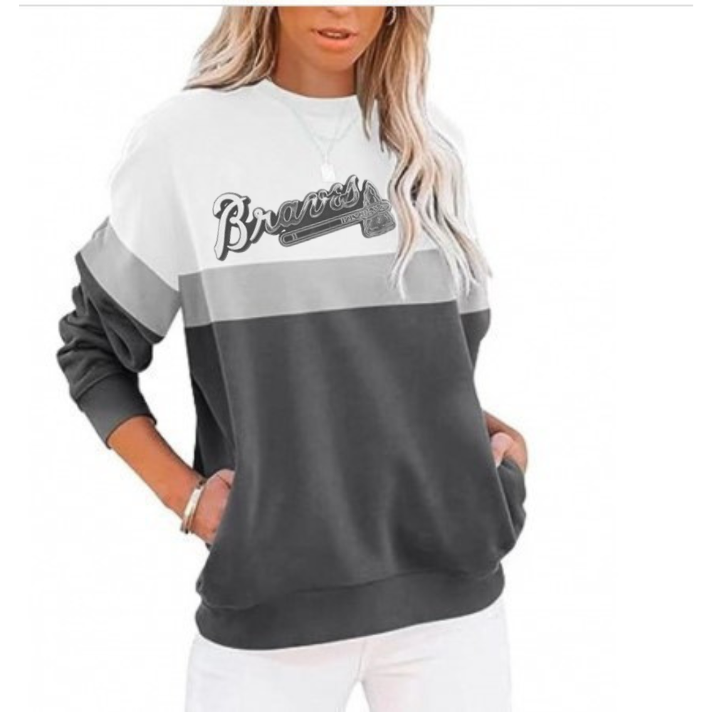 Colorblocked Casual Loose Long Sleeve Sweatshirt - Baseswear
