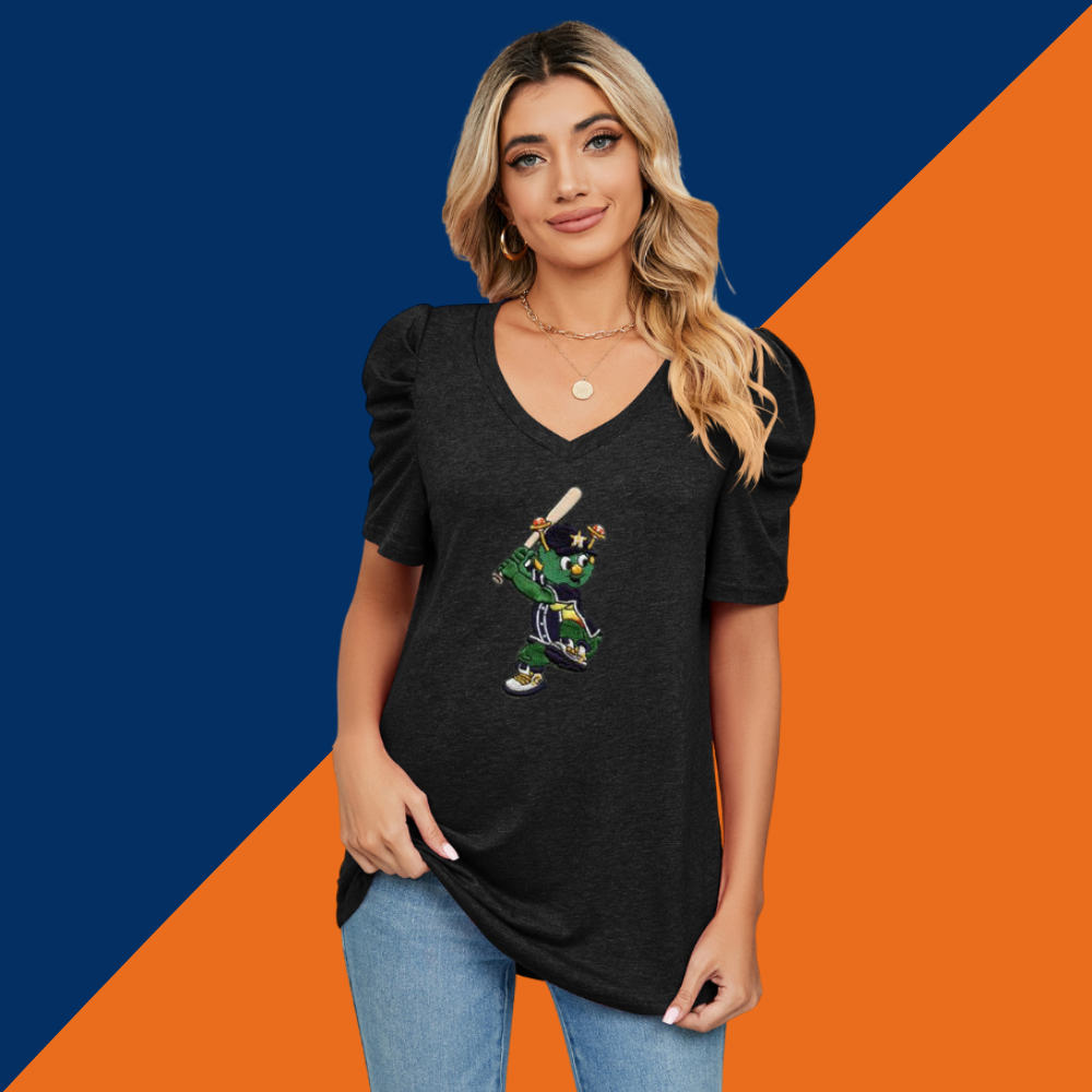 Solid color V-neck temperament short sleeve - Baseswear