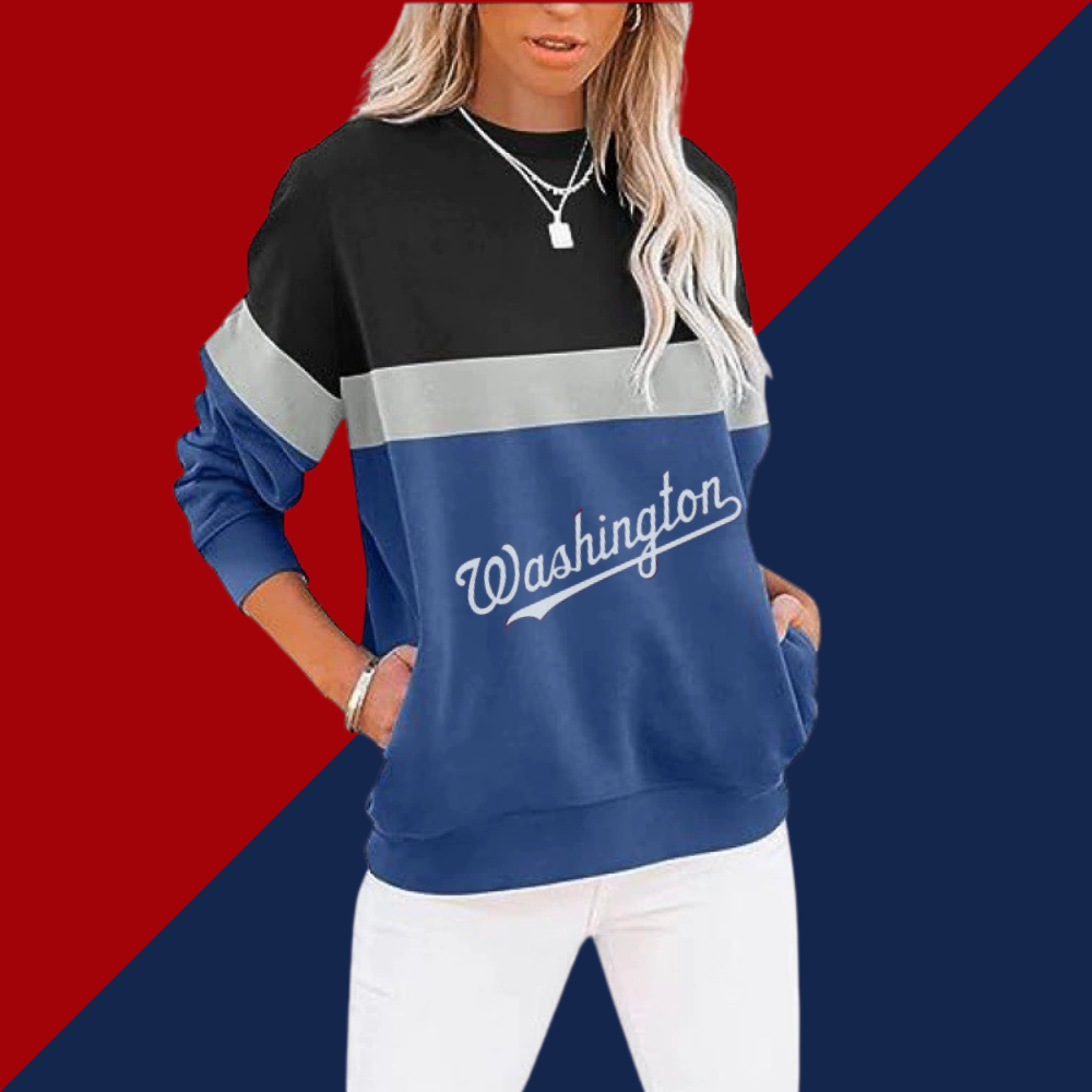 Colorblocked Casual Loose Long Sleeve Sweatshirt - Baseswear