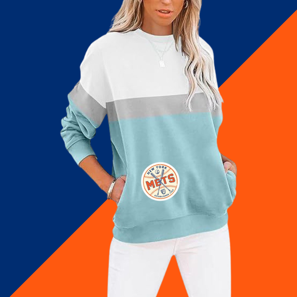 Colorblocked Casual Loose Long Sleeve Sweatshirt - Baseswear