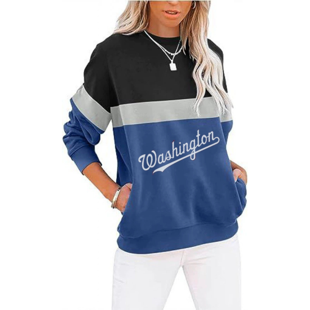 Colorblocked Casual Loose Long Sleeve Sweatshirt - Baseswear
