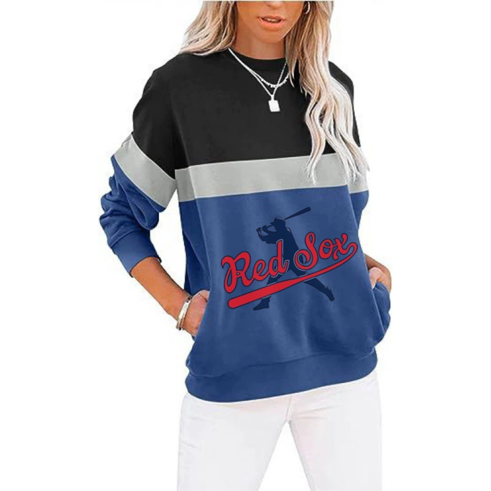 Colorblocked Casual Loose Long Sleeve Sweatshirt - Baseswear