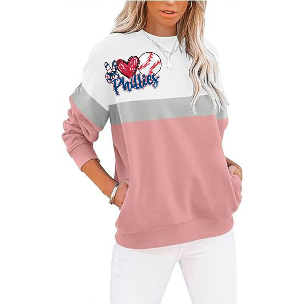 Colorblocked Casual Loose Long Sleeve Sweatshirt - Baseswear