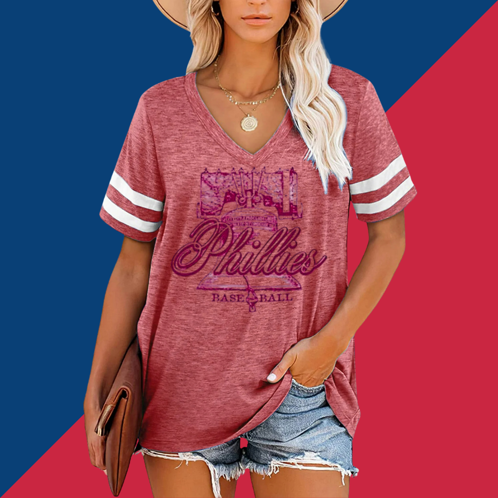 Striped Sleeve V-Neck Casual Loose Sweatshirt - Baseswear