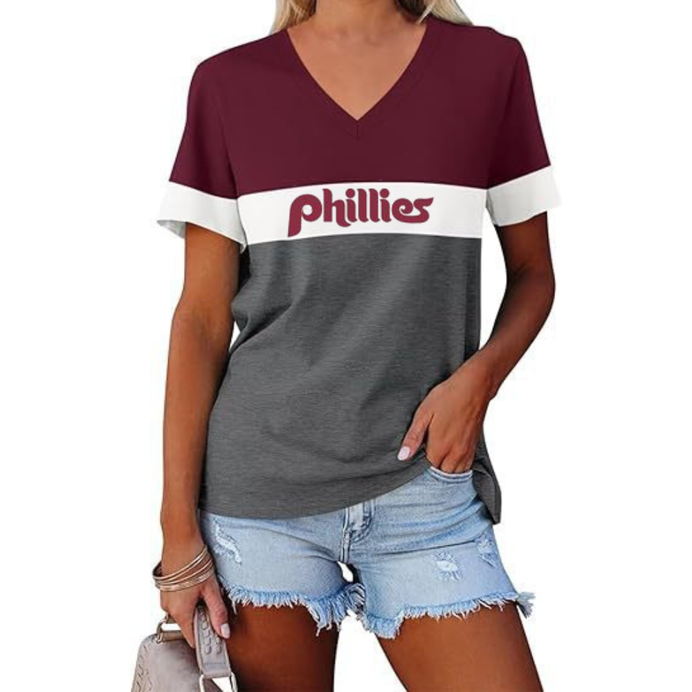 Casual Fashion Colorblocking V-Neck T-Shirt - Baseswear