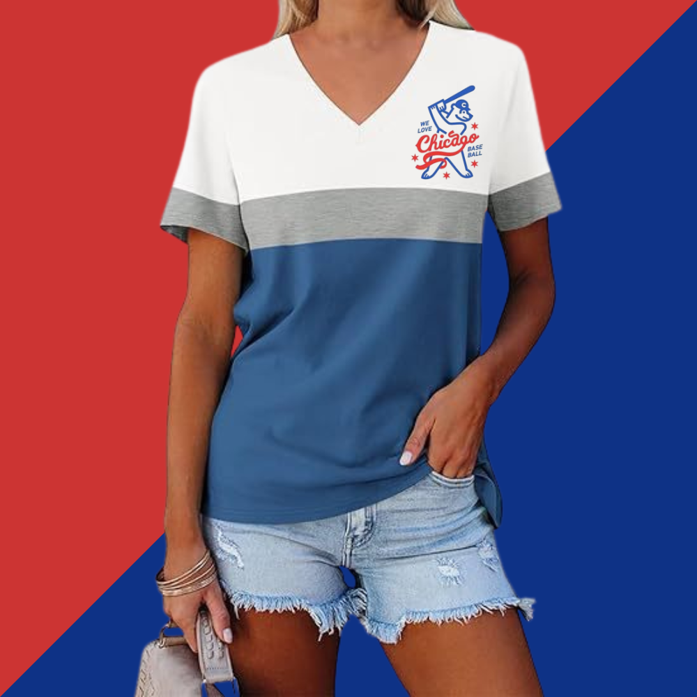 Casual Fashion Colorblocking V-Neck T-Shirt - Baseswear