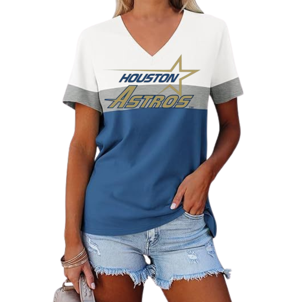 Casual Fashion Colorblocking V-Neck T-Shirt - Baseswear