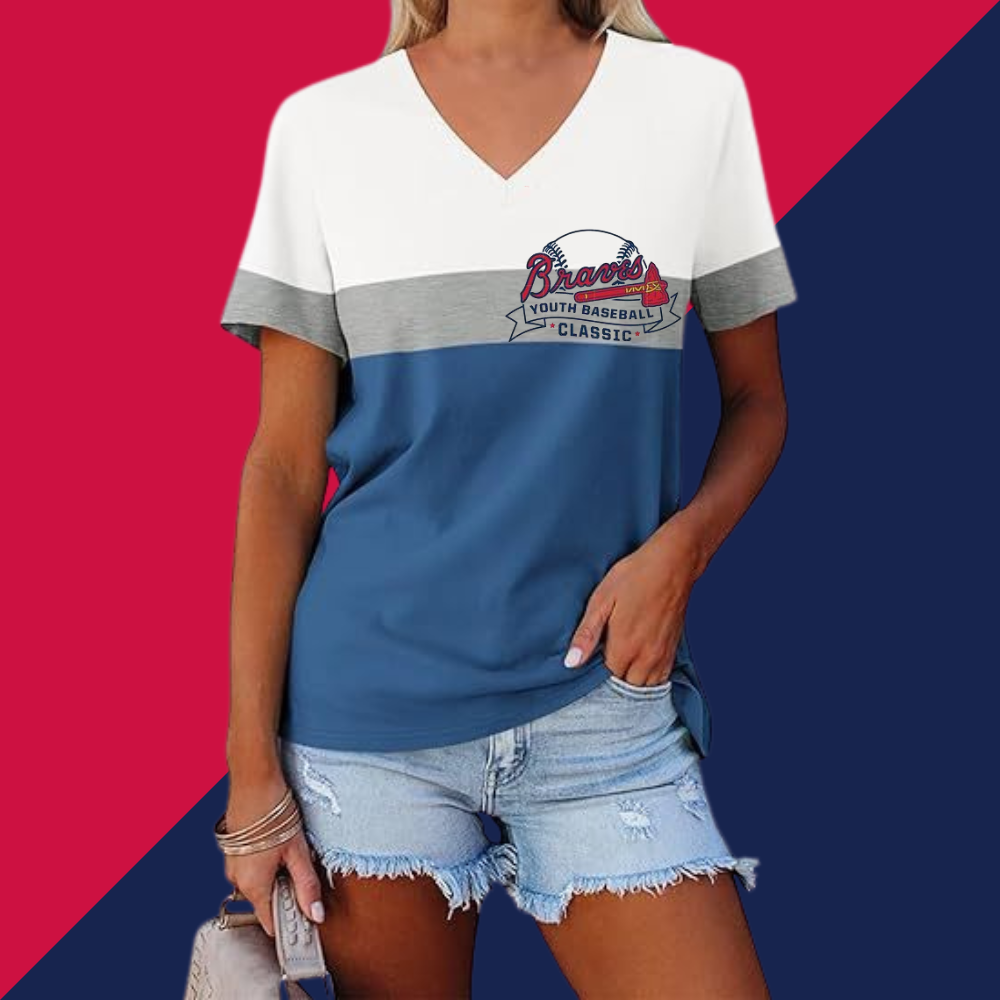 Casual Fashion Colorblocking V-Neck T-Shirt - Baseswear
