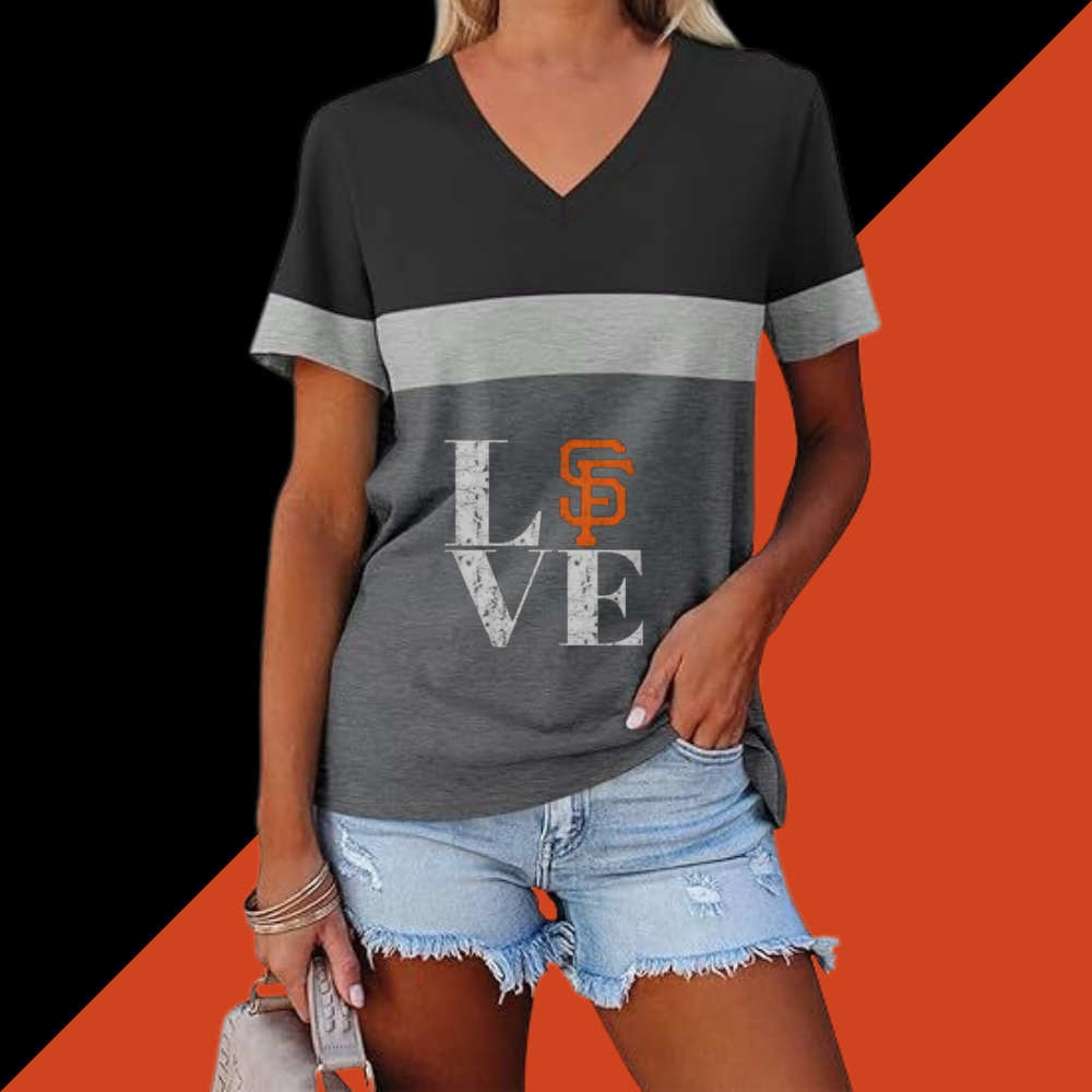 Casual Fashion Colorblocking V-Neck T-Shirt - Baseswear