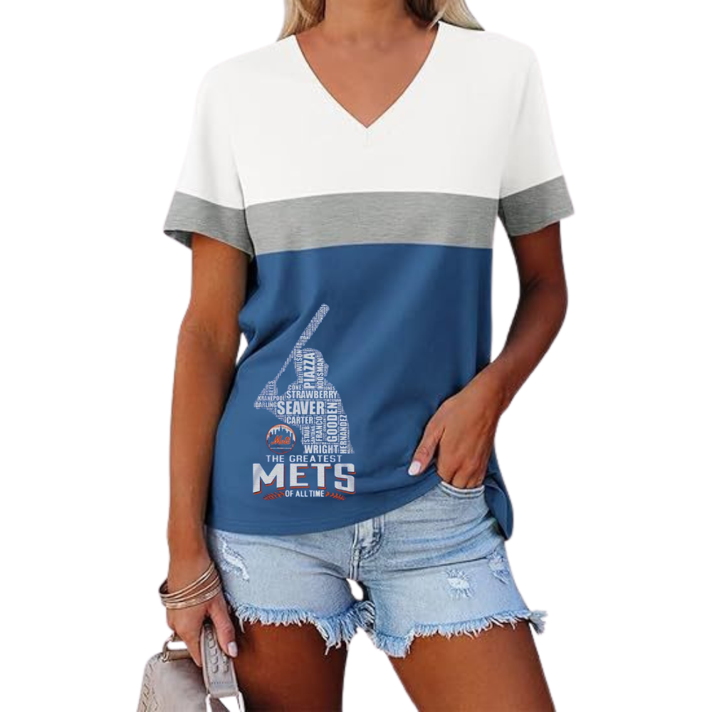 Casual Fashion Colorblocking V-Neck T-Shirt - Baseswear