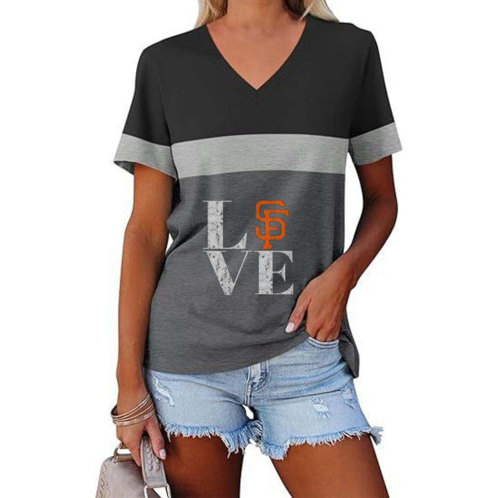 Casual Fashion Colorblocking V-Neck T-Shirt - Baseswear