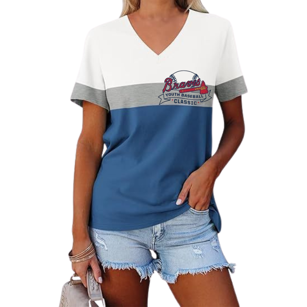 Casual Fashion Colorblocking V-Neck T-Shirt - Baseswear