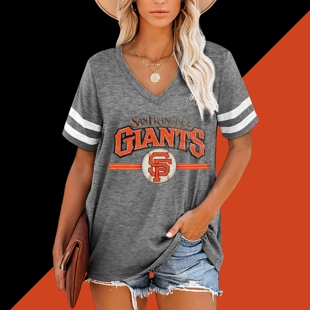 Striped Sleeve V-Neck Casual Loose Sweatshirt - Baseswear