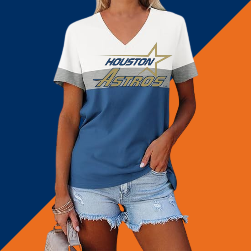 Casual Fashion Colorblocking V-Neck T-Shirt - Baseswear