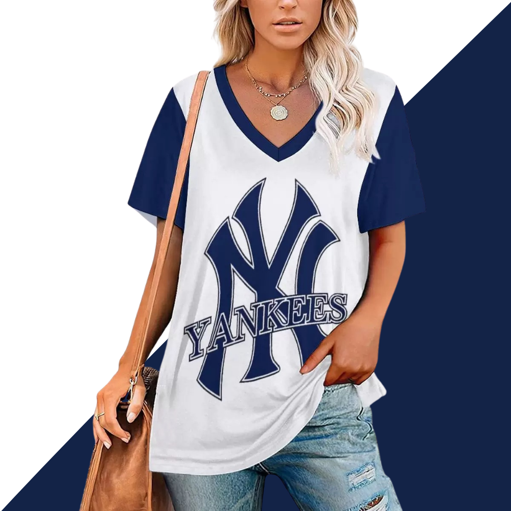 V-Neck Printed Short Sleeve T-Shirt - Baseswear