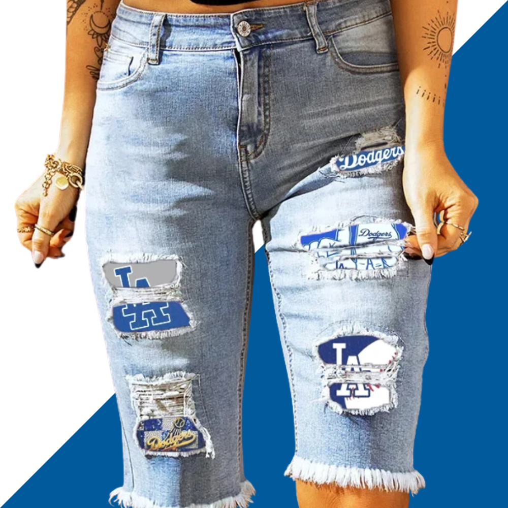 MID-RISE RIPPED PATCHES DENIM BERMUDA SHORTS - Baseswear