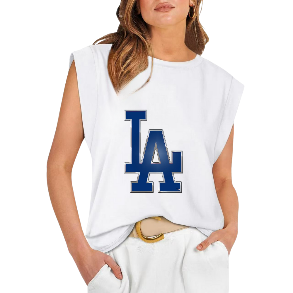 Casual Printed Sleeveless T-Shirt-Los Angeles Dodgers - Baseswear