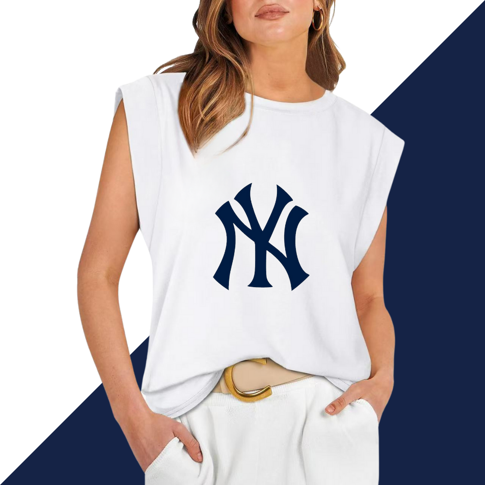 Casual Printed Sleeveless T-Shirt-New York Yankees - Baseswear