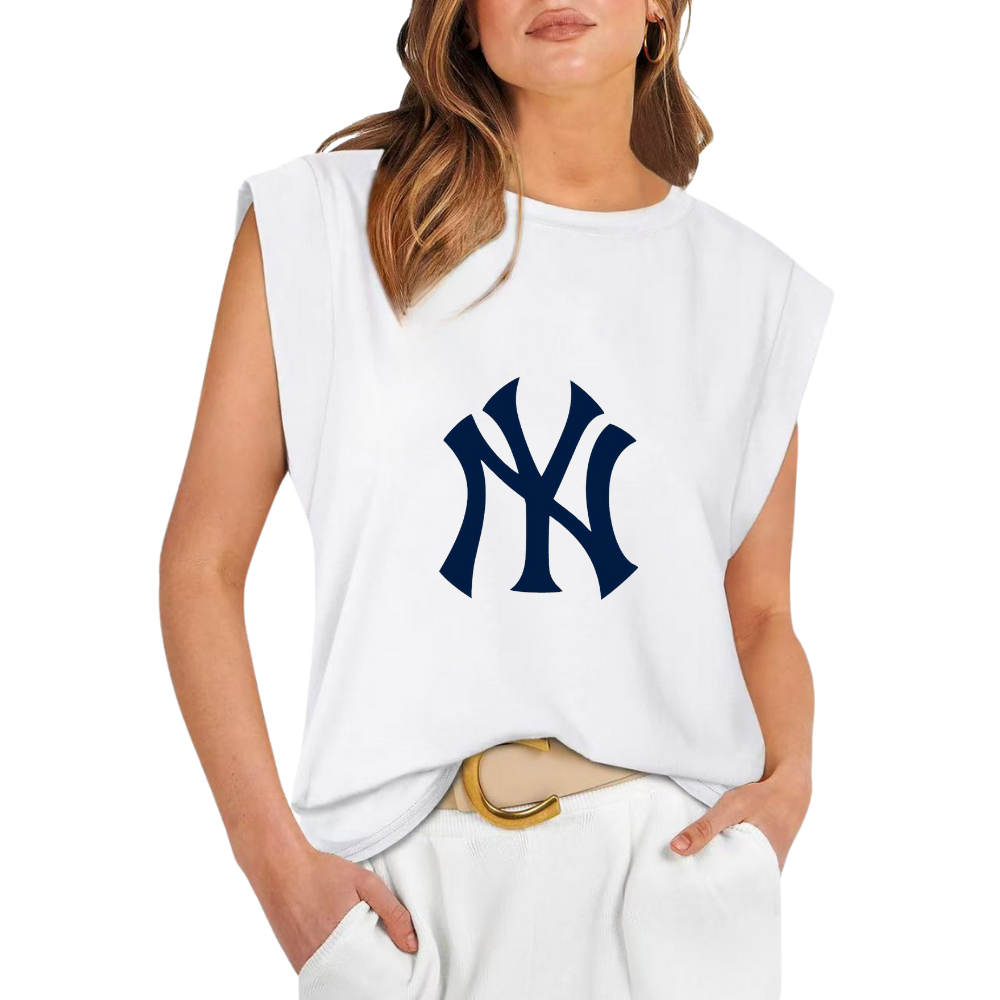 Casual Printed Sleeveless T-Shirt-New York Yankees - Baseswear