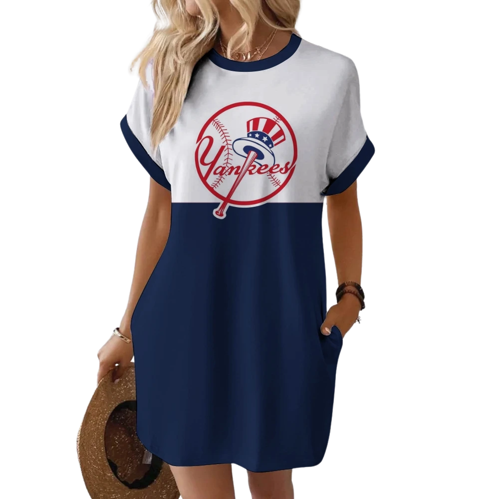 Yankees Hidden Pocket Short Sleeve Tee Dress - Baseswear
