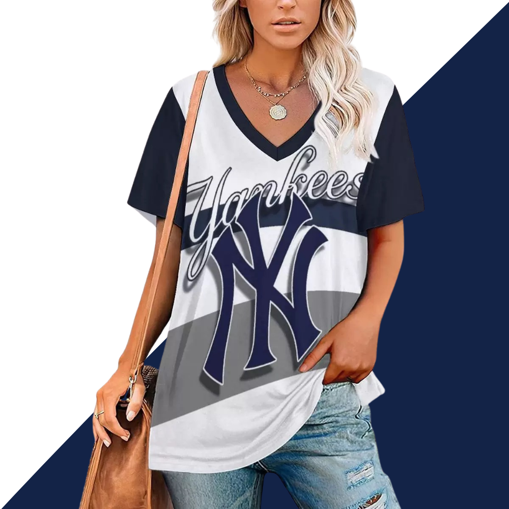 V-Neck Printed Short Sleeve T-Shirt - Baseswear